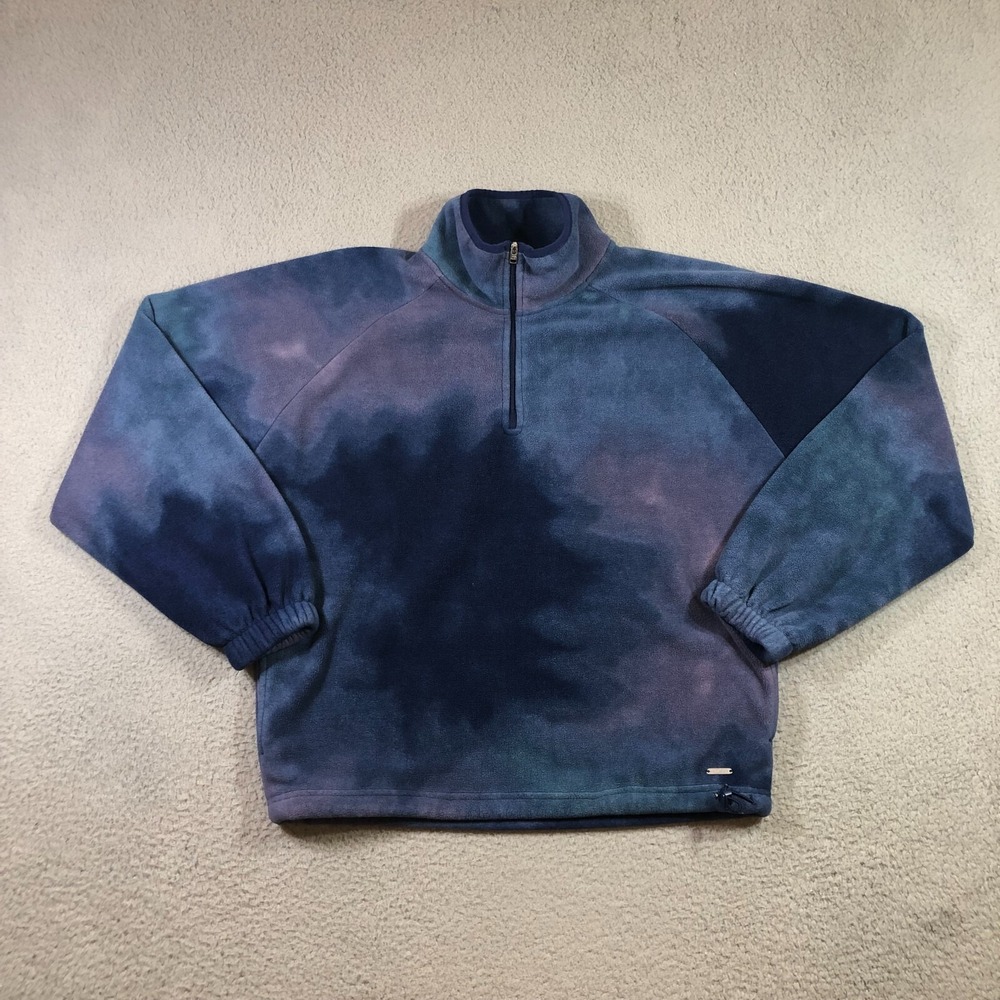 hollister fleece pull over sweater womens XS blue purple tie dye soft